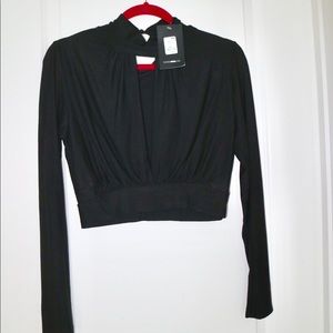Sexy black deep V crop top Brand new!